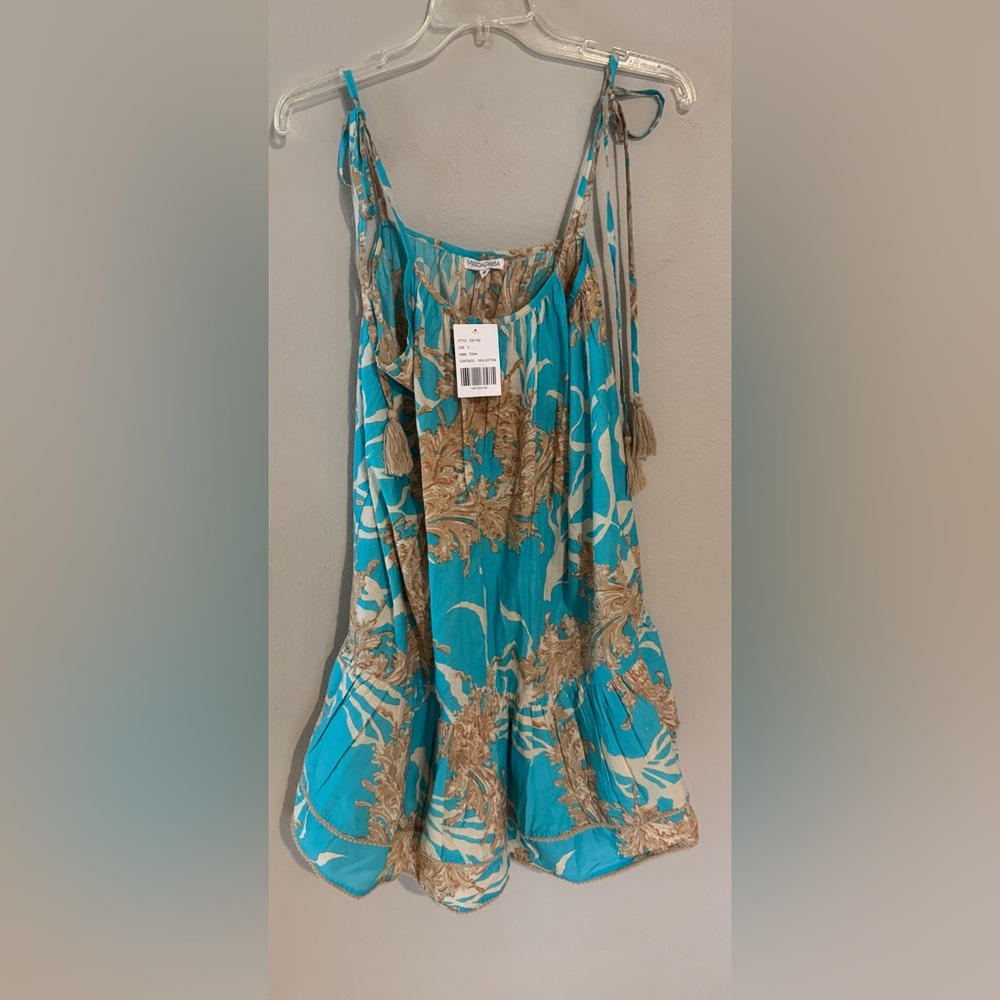 Bohemian Blue and Tan Mini Dress Small